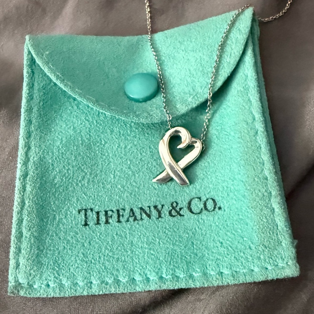 Tiffany & Co. Silver Ribbon Heart Necklace